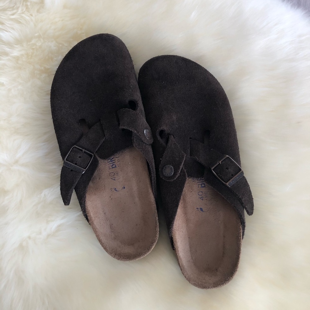 Birkenstock Boston Suede Clog Brown 40 Narrow